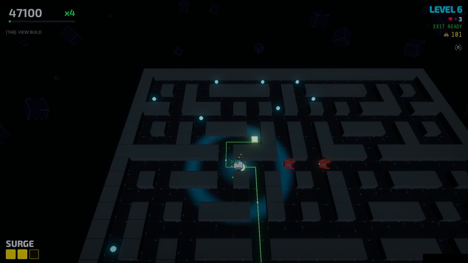 Surge shockwave and combo multiplier mid-run