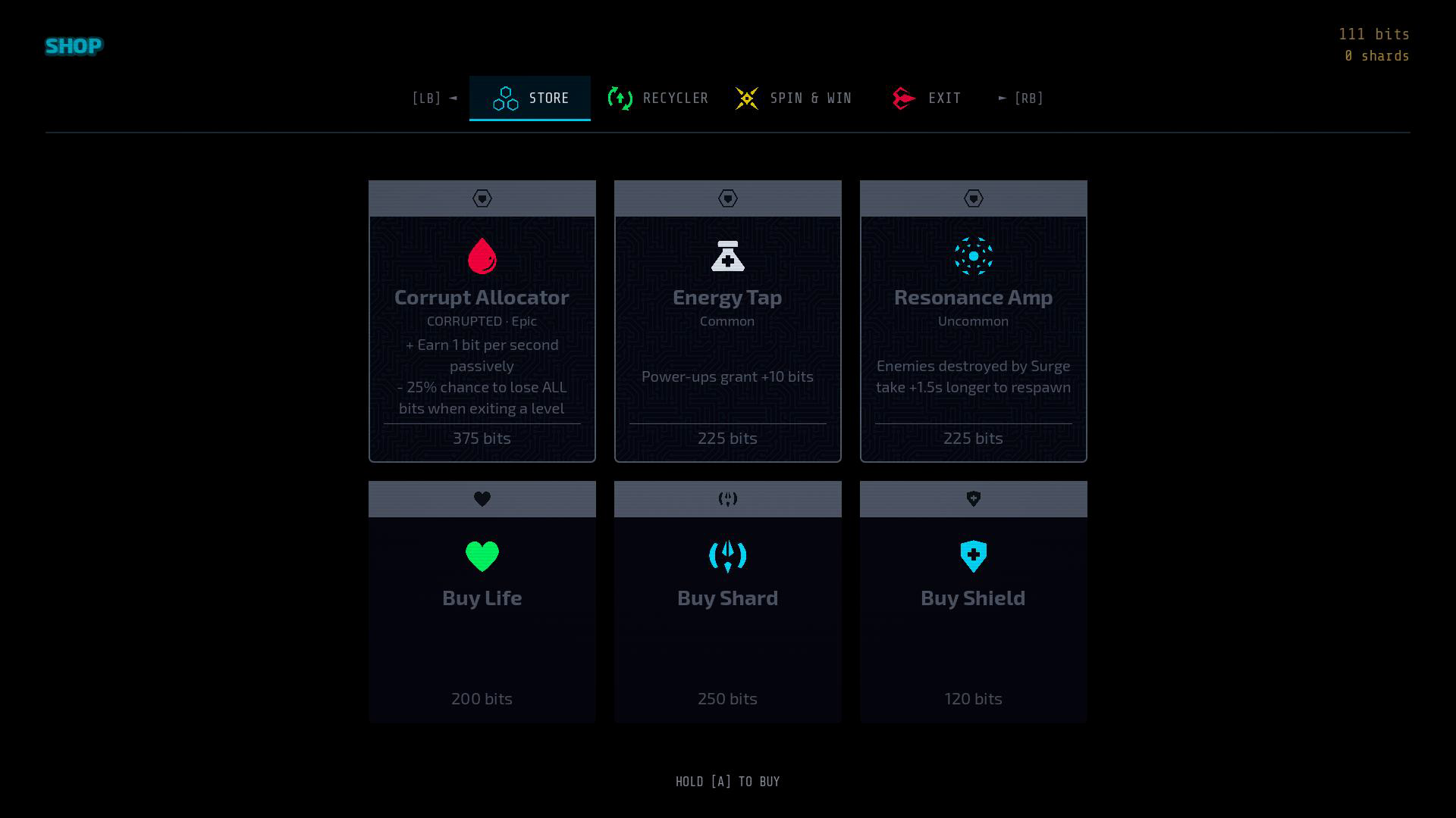 Shop with modules including a corrupted module