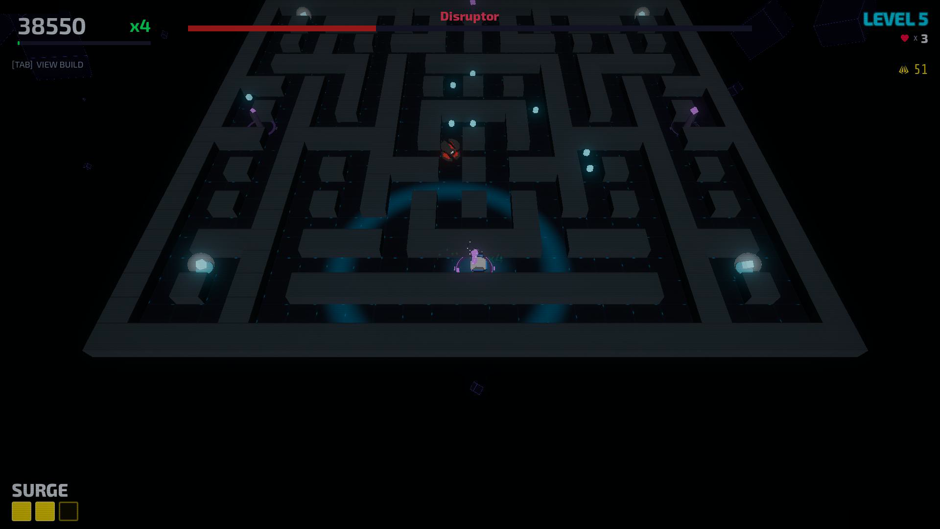 Disruptor boss fight with red HP bar