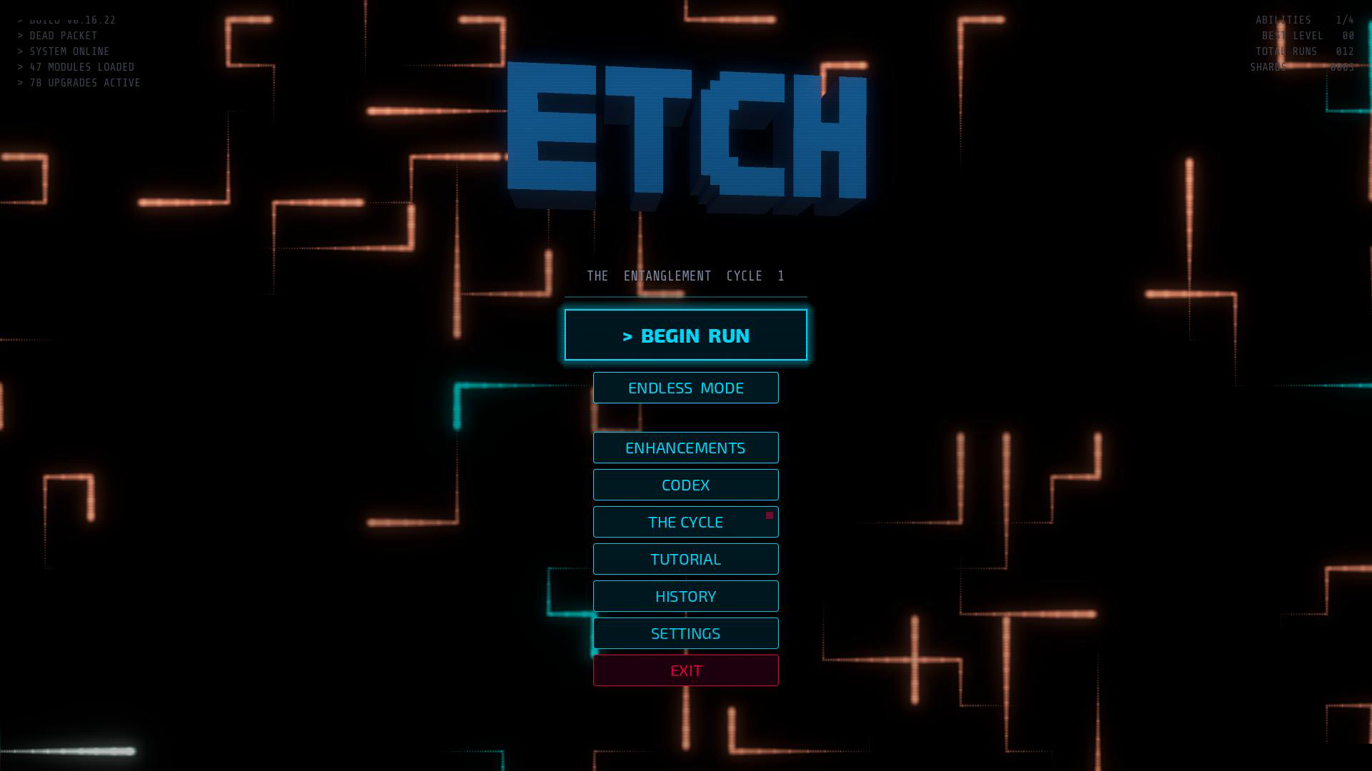 3D ETCH logo on the main menu