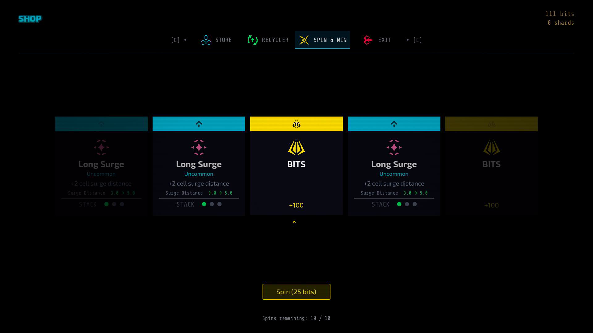 Spin and Win slot machine screen